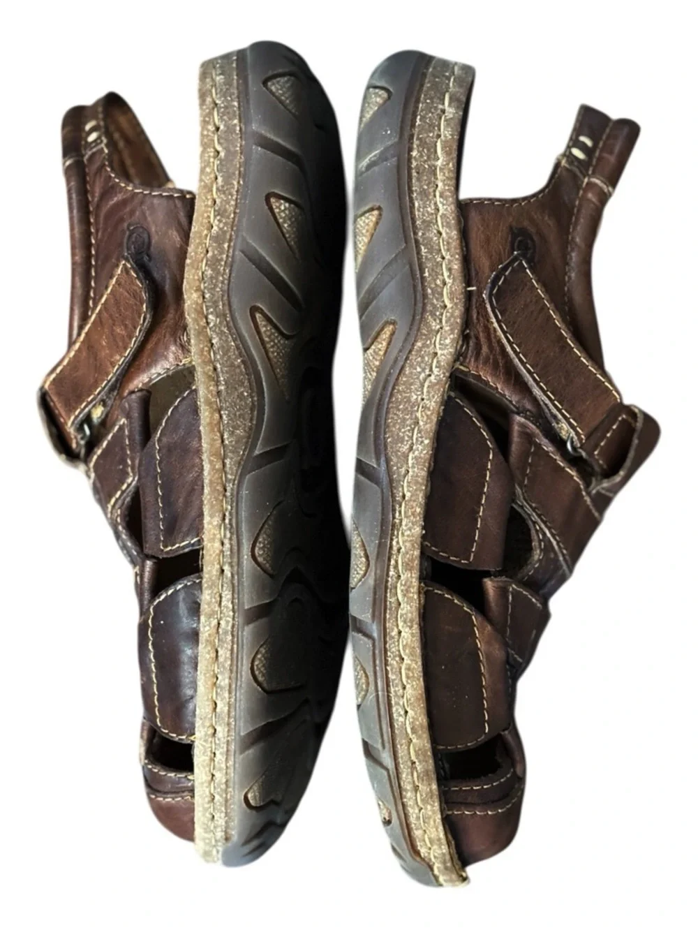 Born Men's Cabot III Brown Amber Leather Fisherman Sandals NWOB | 11 (44 Euro)